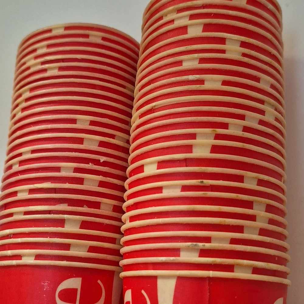 56 Vintage Retro Party Coca-Cola Coke Waxed Paper Cups by Lily 9oz